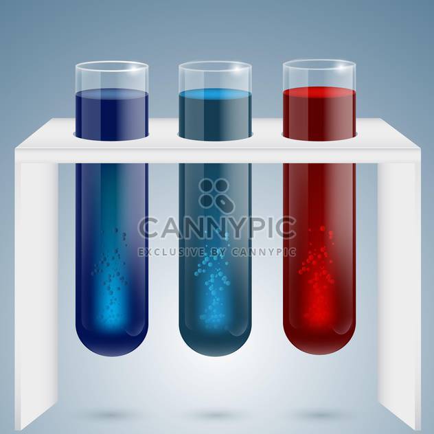 Vector illustration of test tubes with colorful bubbling liquid - vector #125753 gratis