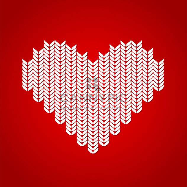 Vector illustration of red background with white knitted heart - Free vector #125833