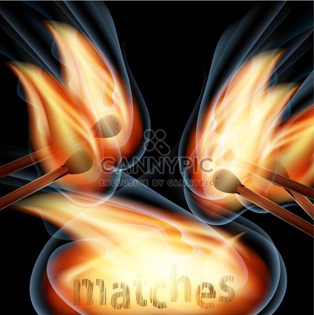 Vector illustration of burning matches with flame on black background - vector gratuit #125863 