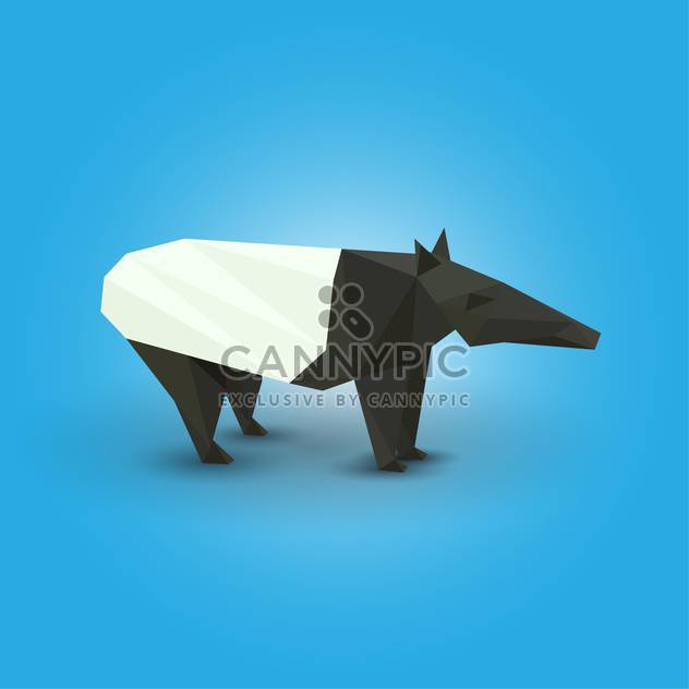 Vector illustration of paper origami tapir on blue background - vector gratuit #125953 