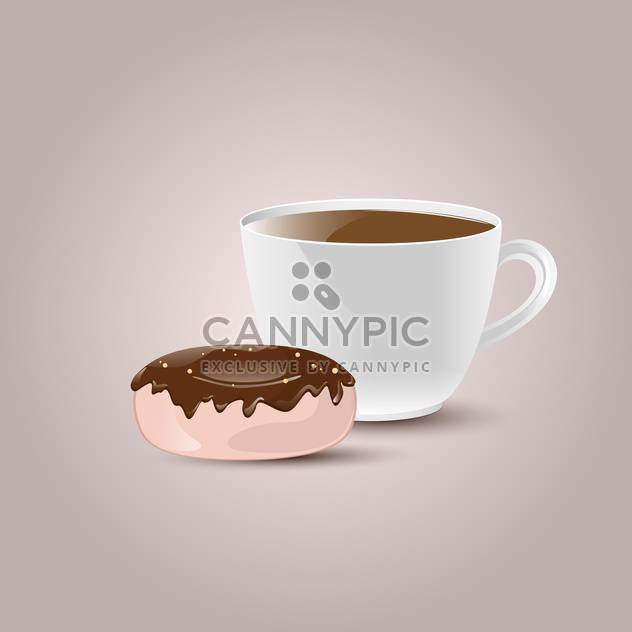 Vector illustration of coffee cup with sweet donut - Free vector #125973