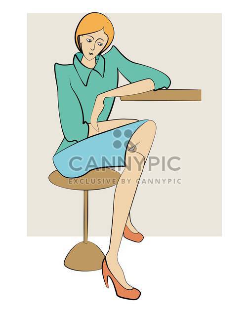 Vector illustration of sad lonely woman sitting on table - vector gratuit #126013 