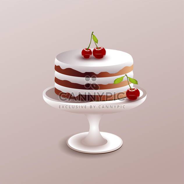 Vector illustration of sweet cake with red ripe cherry on pink background - бесплатный vector #126083