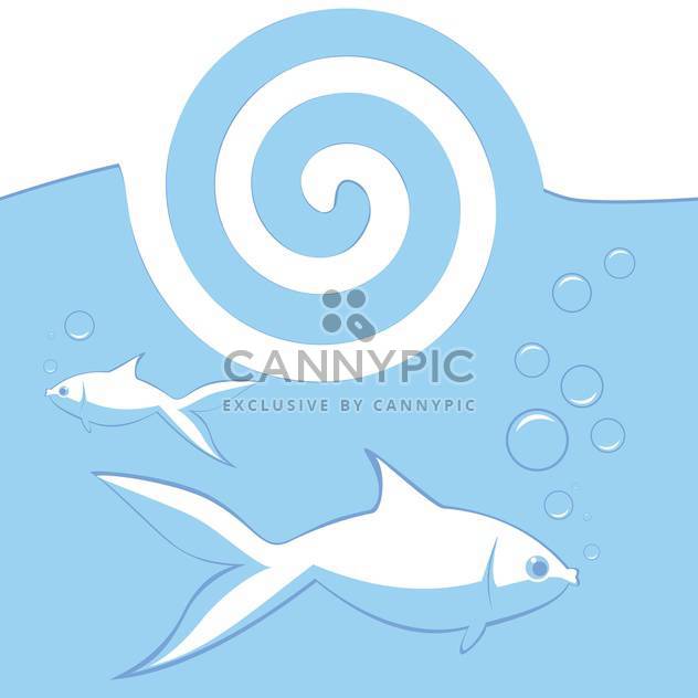 Vector illustration of blue background with fishes in water and whirlpool - vector #126263 gratis
