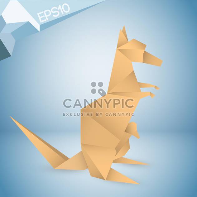 Vector illustration of origami paper kangaroo on blue background - vector gratuit #126333 