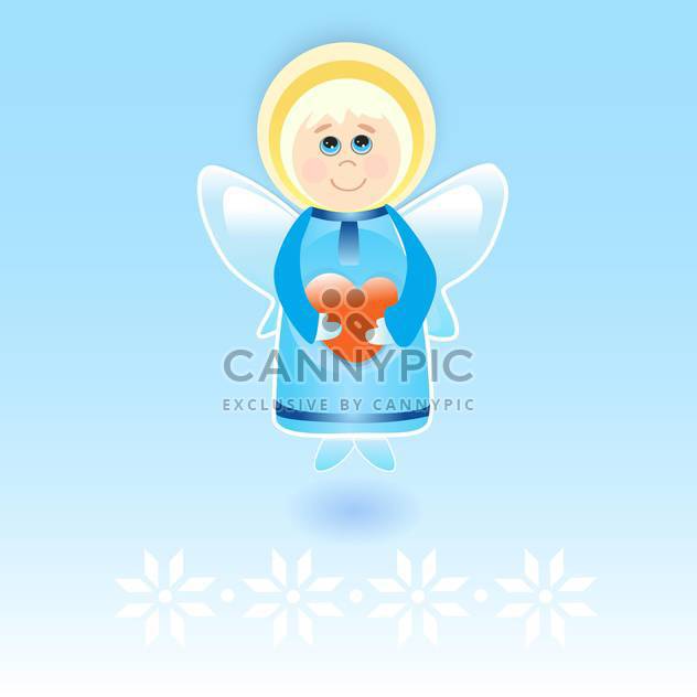 Vector illustration of cute little angel with red heart in hands on blue background - vector #126343 gratis