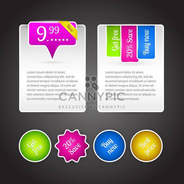 Vector set of colorful banners for sale on dark background - vector gratuit #126413 