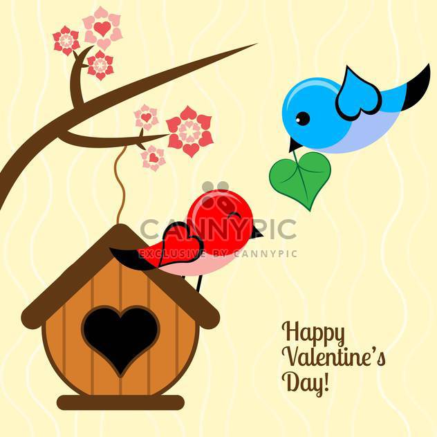 Vector card for Valentine's day background with birds - vector gratuit #126483 