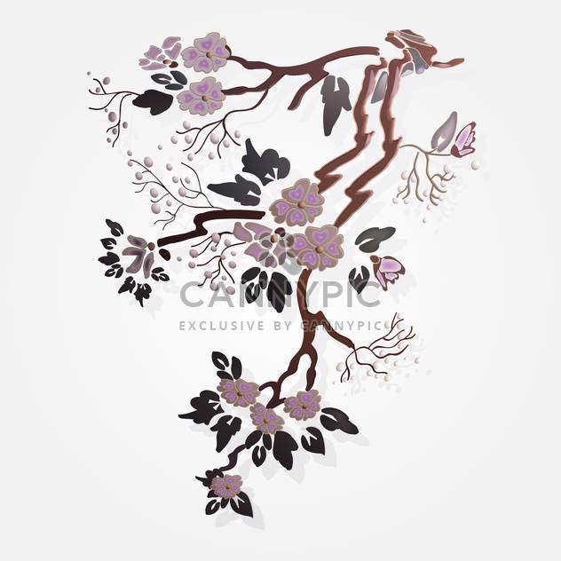 Vector illustration of sakura branch on white background - vector gratuit #126543 
