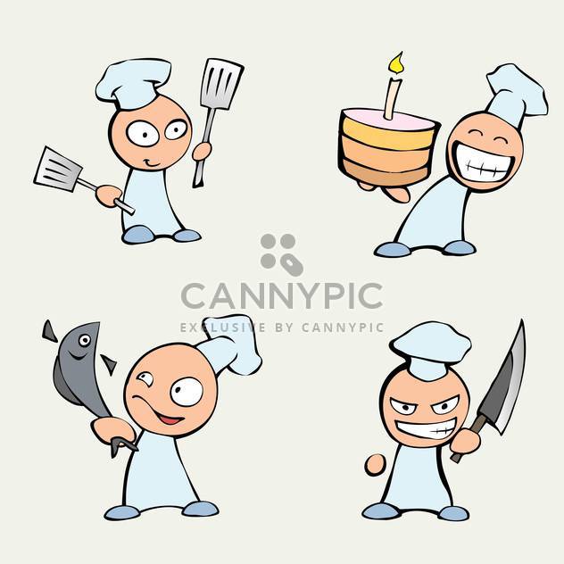 vector collection of cute cartoon chef men on grey background - vector #126713 gratis