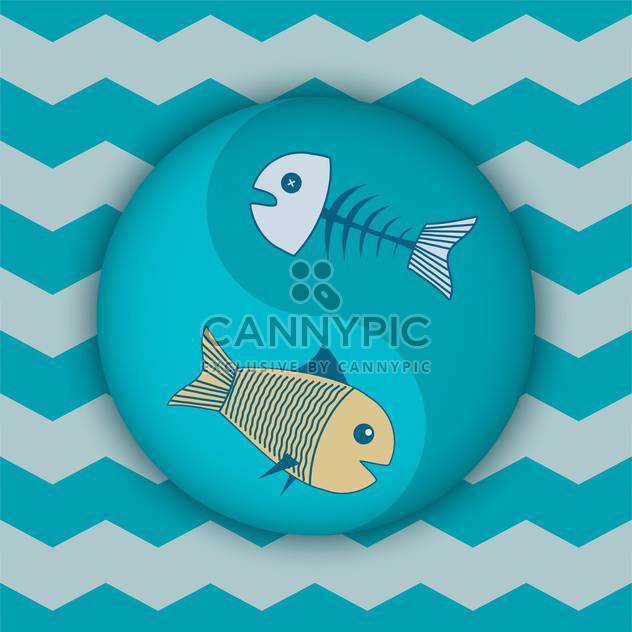 Vector blue color background with fish in circle - vector #126783 gratis