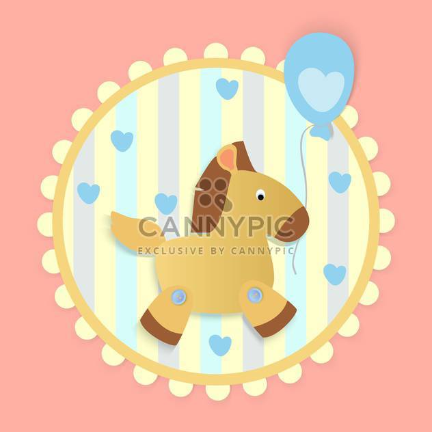 Vector birthday greeting card with horse and hearts - vector gratuit #126843 