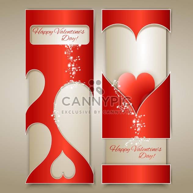 vector banners with hearts for valentine card - vector gratuit #126903 