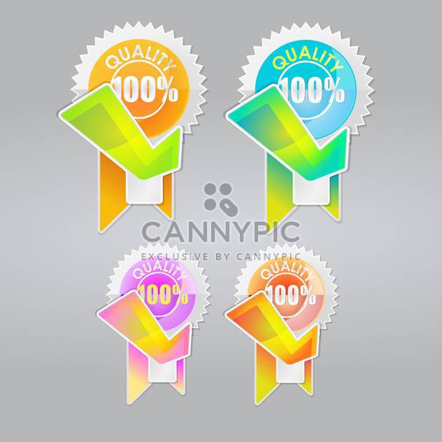 Vector set of colorful quality labels on grey background - vector gratuit #127033 