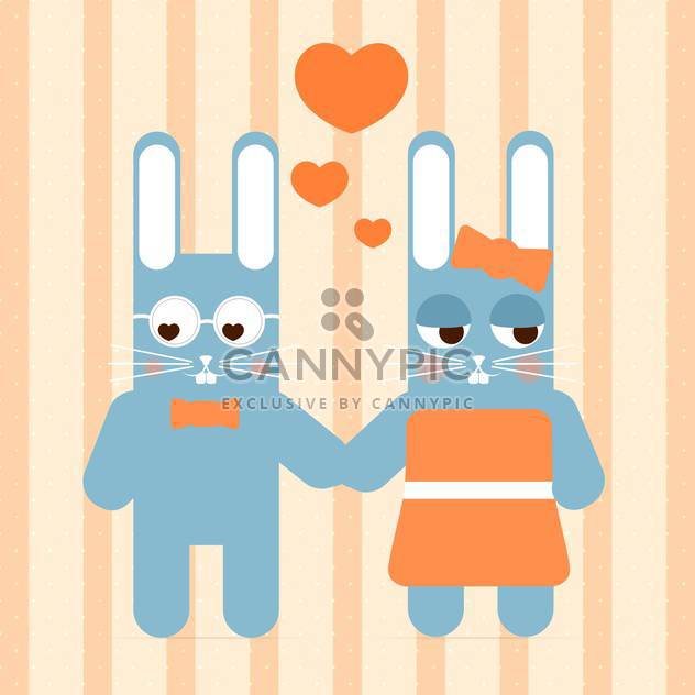 Vector cute couple of rabbit in love for valentine card - Kostenloses vector #127133