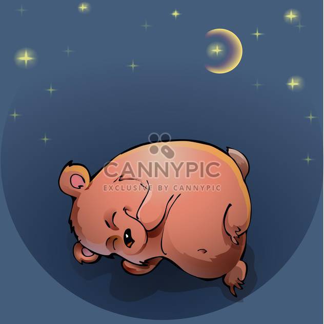 colorful illustration of teddy bear sleeping under night sky - vector gratuit #127273 