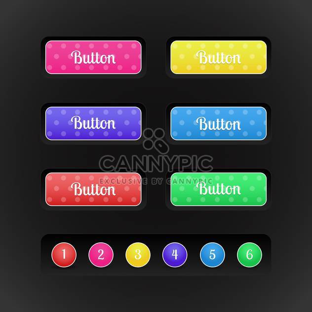 vector buttons with special colored icons and numbers on black background - vector #127383 gratis