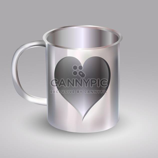 vector illustration of steel cup with heart on grey background - бесплатный vector #127403