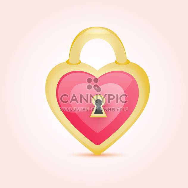 Decorative golden heart shaped lock on pink background - vector gratuit #127573 