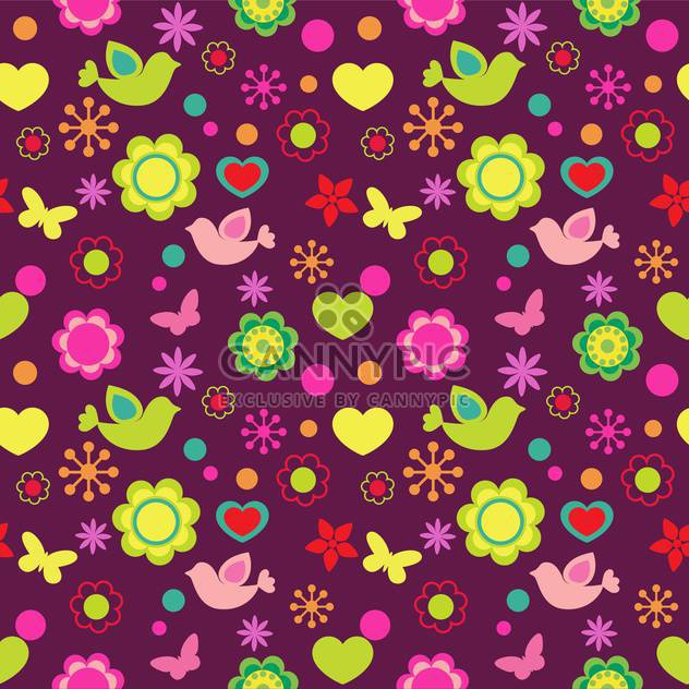 Seamless background with birds and flowers - vector #128213 gratis