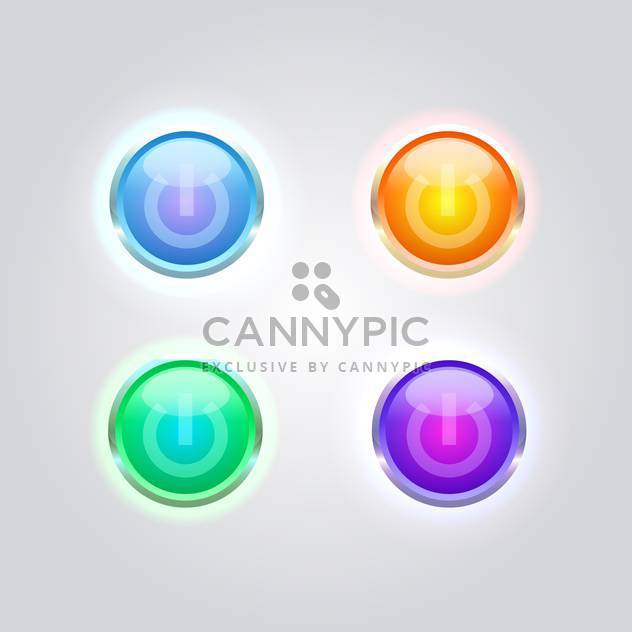 Vector set of colorful glossy power buttons. - Free vector #128613