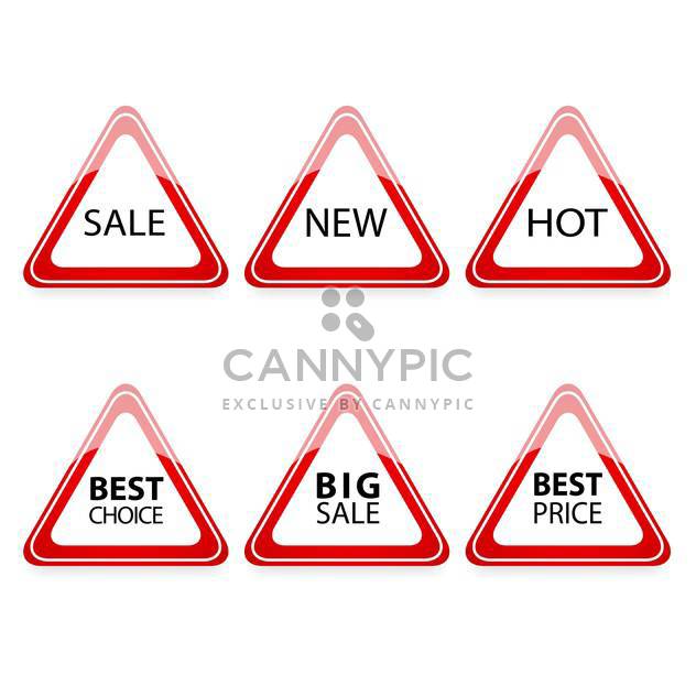 Vector set of triangle traffic signs with sale text - vector gratuit #128763 