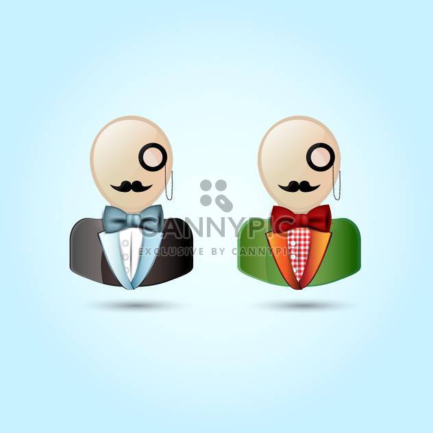 Vector illustration of faces with mustaches, monocle, suits ,and a bow tie - Free vector #128923