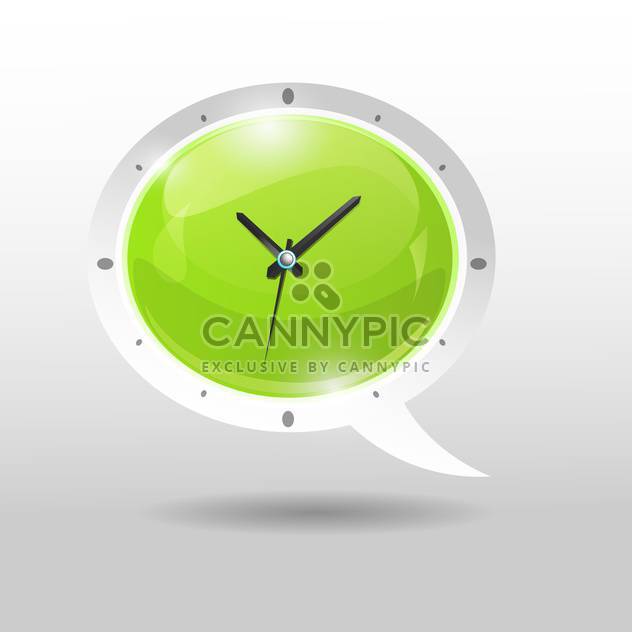 Vector illustration of green clock in speech bubble style - Free vector #129383