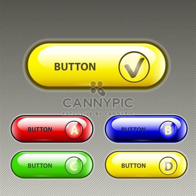 Vector set of five colorful web buttons on gray background - бесплатный vector #129393