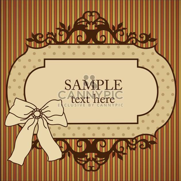 Vector vintage frame with bow on striped background - vector gratuit #129453 