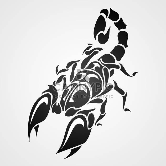 Vector illustration of black tattoo scorpio on gray background - Free vector #129573