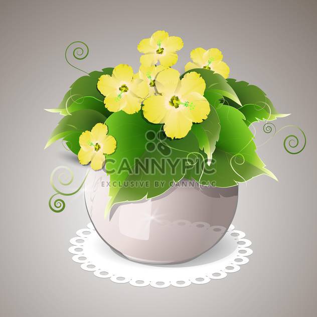 Vector illustration of spring yellow flowers in pot - Free vector #129643