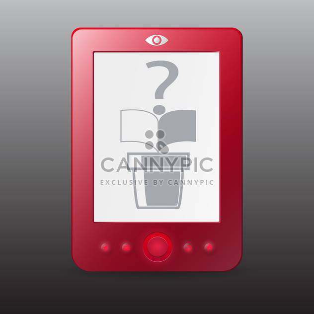 Vector illustration of red e-reader on gray background - vector gratuit #129773 