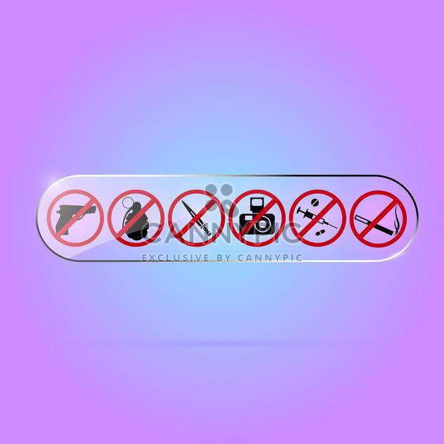 Vector set of prohibited signs on purple background - Free vector #129793