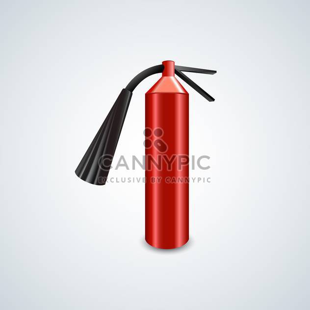 Vector illustration of red metal glossiness fire extinguisher on gray background - Free vector #129843
