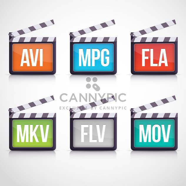 Colorful vector video set of multimedia clapboard icons - Kostenloses vector #129893
