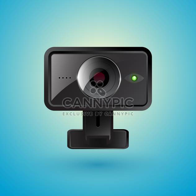 Vector illustration of realistic webcam on blue background - Free vector #129923