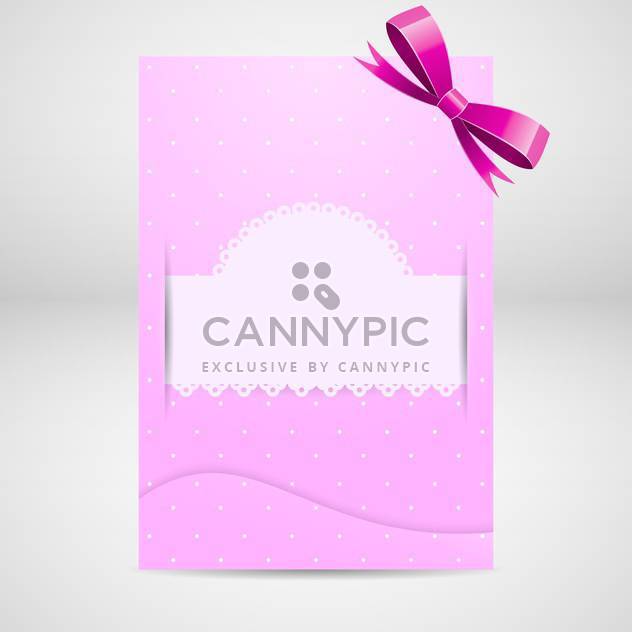 Pink greeting card with bow on grey background - vector #130083 gratis