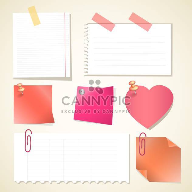 Push pin collection with set note papers - бесплатный vector #130173
