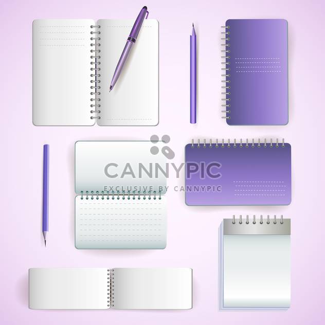 Set of note paper on violet background - vector #131333 gratis