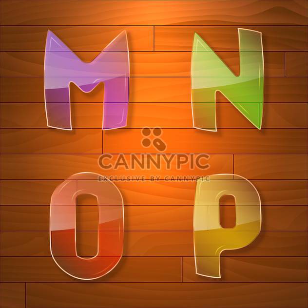 Colorful glass vector font on wooden background - vector #131663 gratis