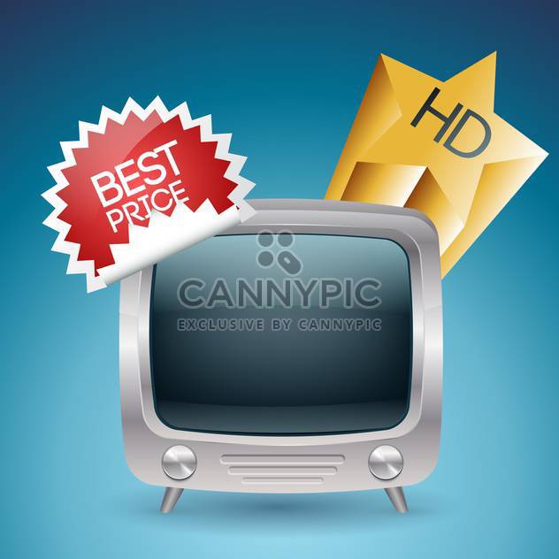 Tv set with best price label vector - Free vector #131763