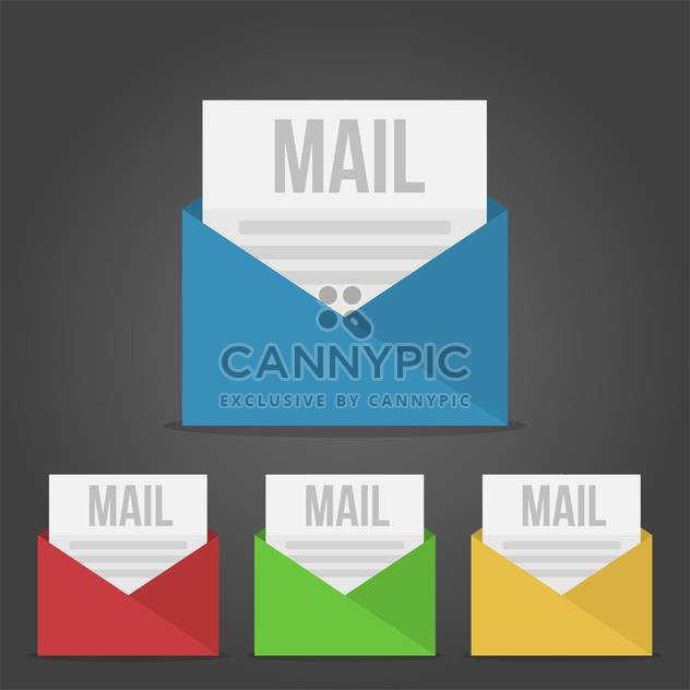 Set of four E-mail icons on black background - vector gratuit #131923 