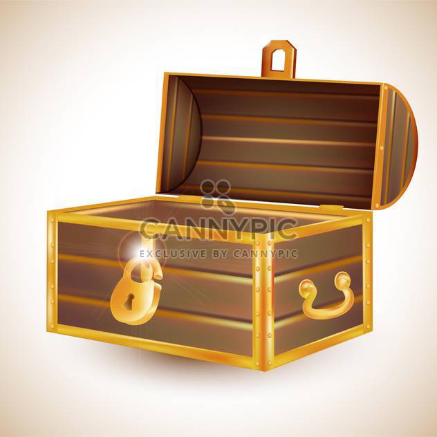 Open empty vintage wooden chest on light background - Free vector #131963