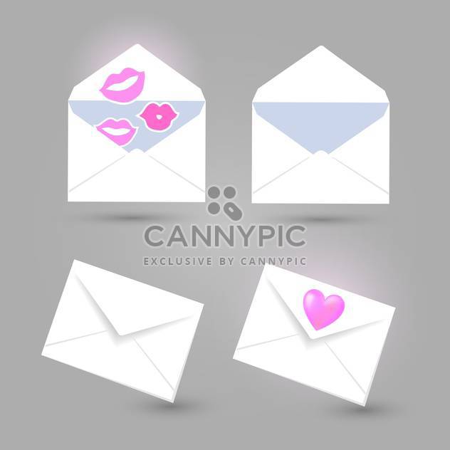 set of blank envelopes with kisses and heart - vector #132553 gratis