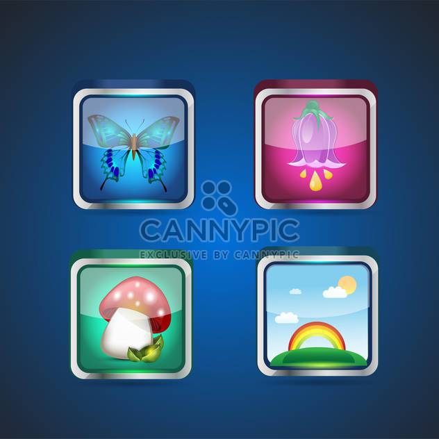 seasons set of square nature icons - Free vector #133123