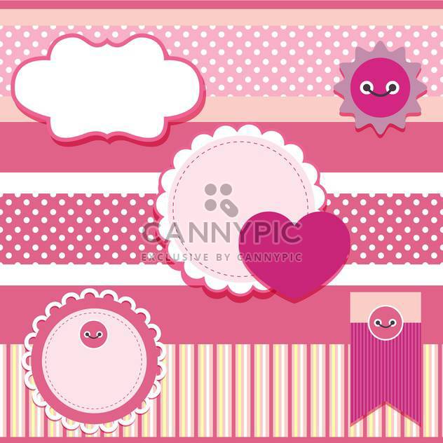 vector set of pink frames with hearts - vector gratuit #133443 