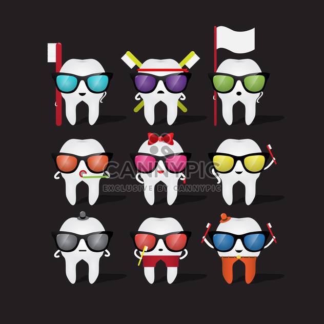 cartoon tooth character in glasses - vector #133843 gratis