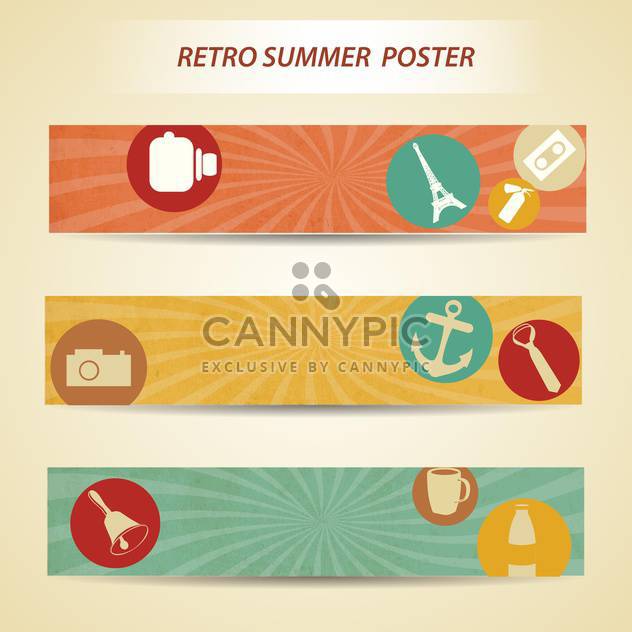 retro summer poster background - vector gratuit #133953 