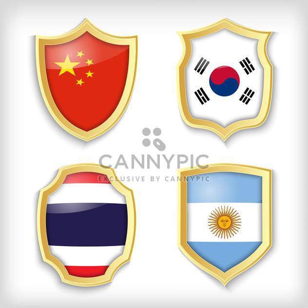 set of shields with different countries stylized flags - бесплатный vector #134513